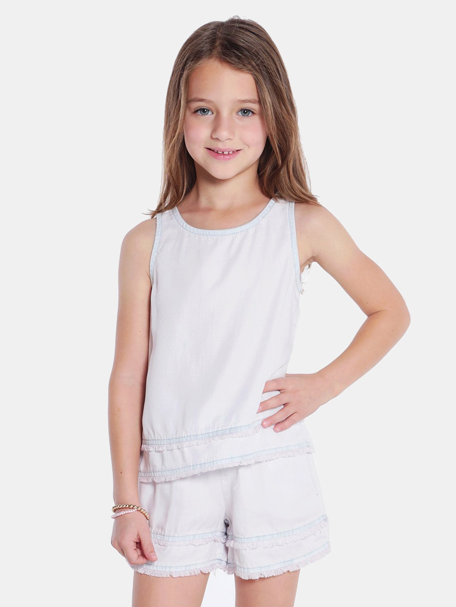 Bella Dahl Girls' Fray Split Back Tank - Saint Bernard