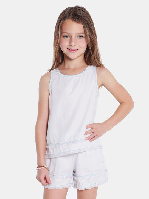 Bella Dahl Girls' Fray Split Back Tank