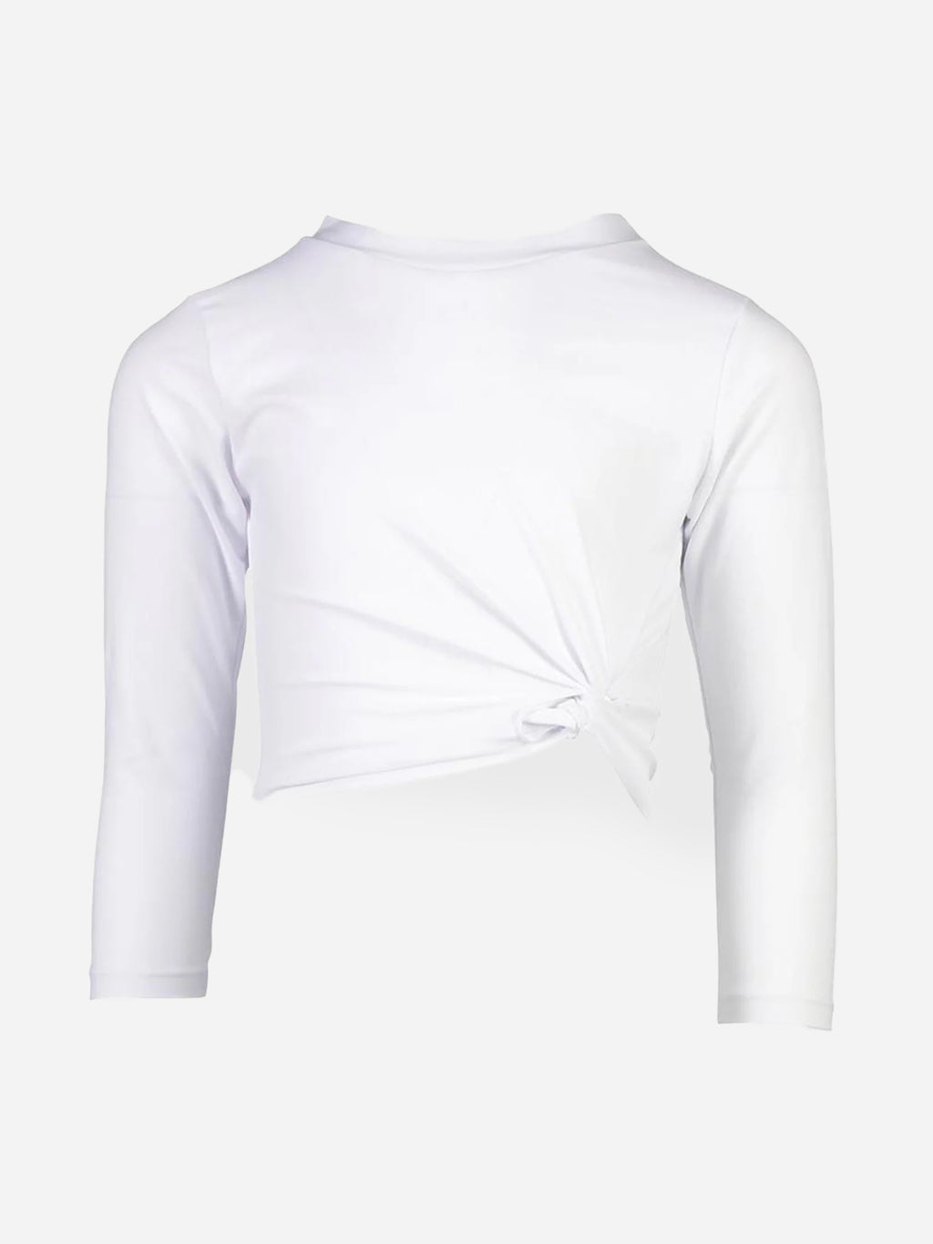 Snapper Rock Girls’ Sustainable White Long Sleeve Wrap Crop Top - Saint Bernard