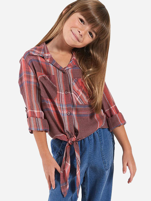 Bella Dahl Girls' tie Front Pocket Shirt