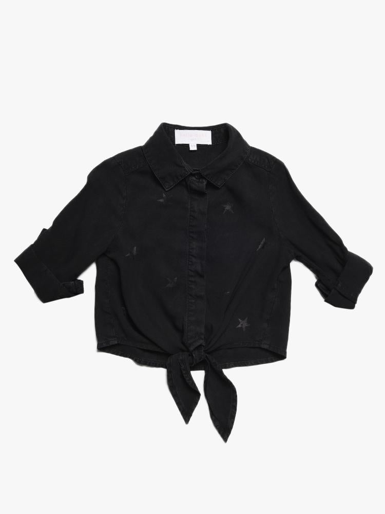 Bella Dahl Girls’ Tie Front Shirt with Stars - Saint Bernard