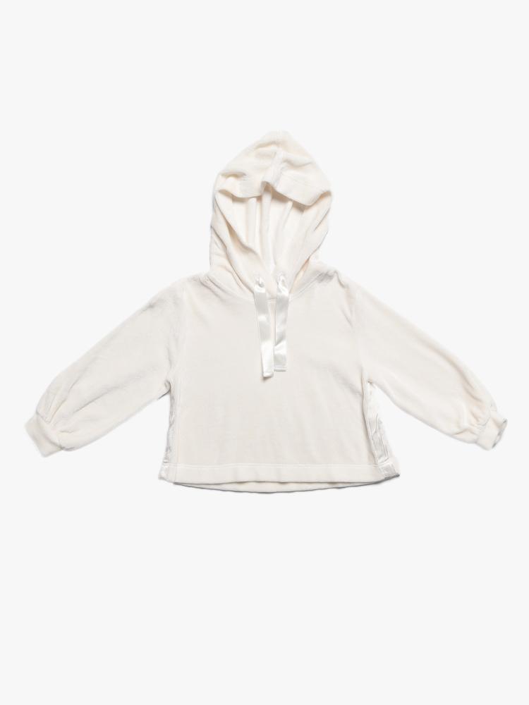 Bella Dahl Girls' Velour Hoodie With Satin Stripe - Saint Bernard