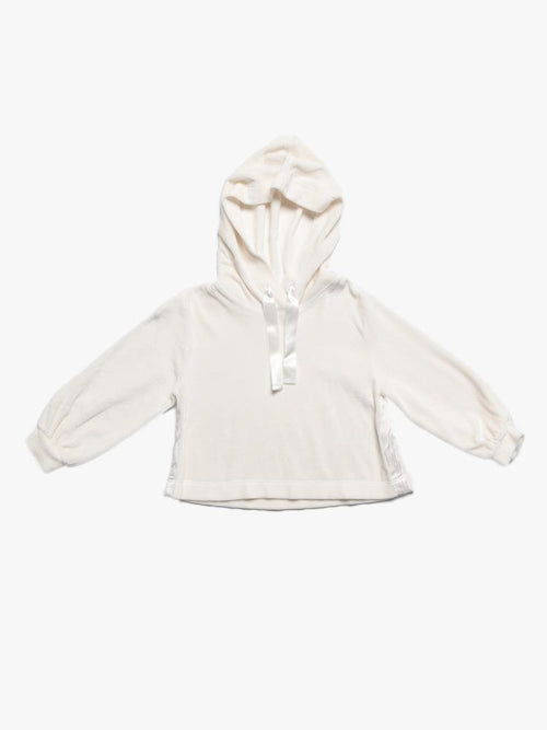 Bella Dahl Girls' Velour Hoodie With Satin Stripe