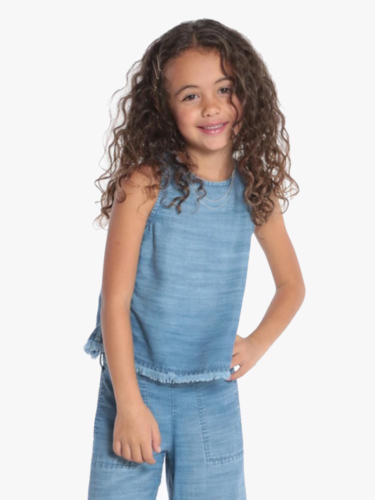Bella Dahl Girls' Frayed Swing Tank With Double Stripe - Saint Bernard