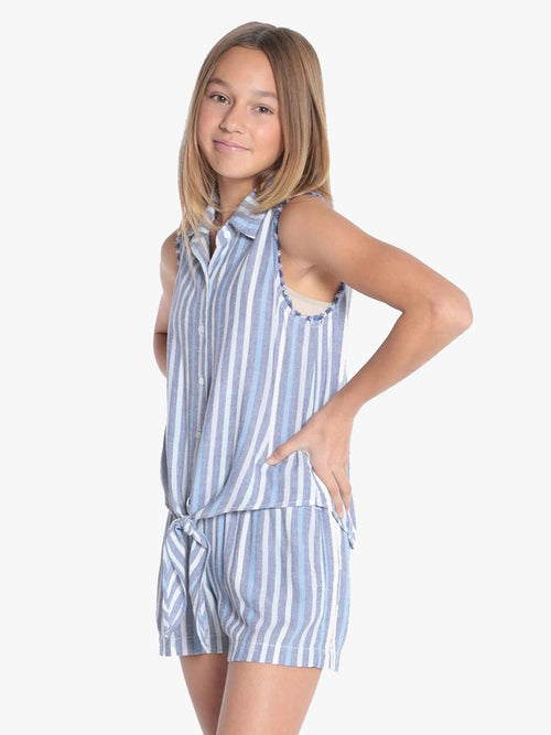 Bella Dahl Girls' Sleeveless Tie Up Shirt