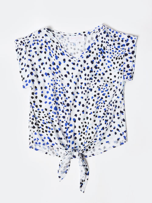 Bella Dahl Girls' V-Neck Tie Front Tee