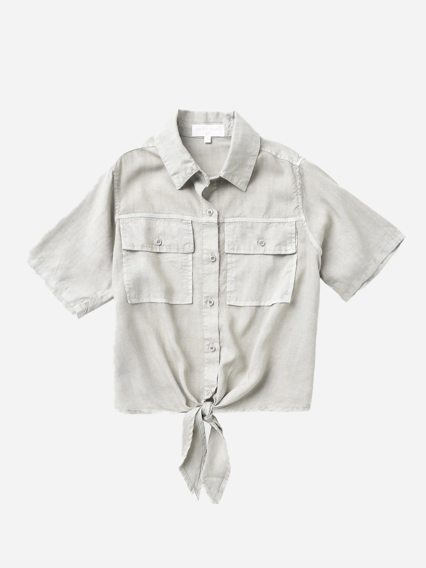 Bella Dahl Girls' Two-Pocket Short-Sleeve Tie Front Shirt
