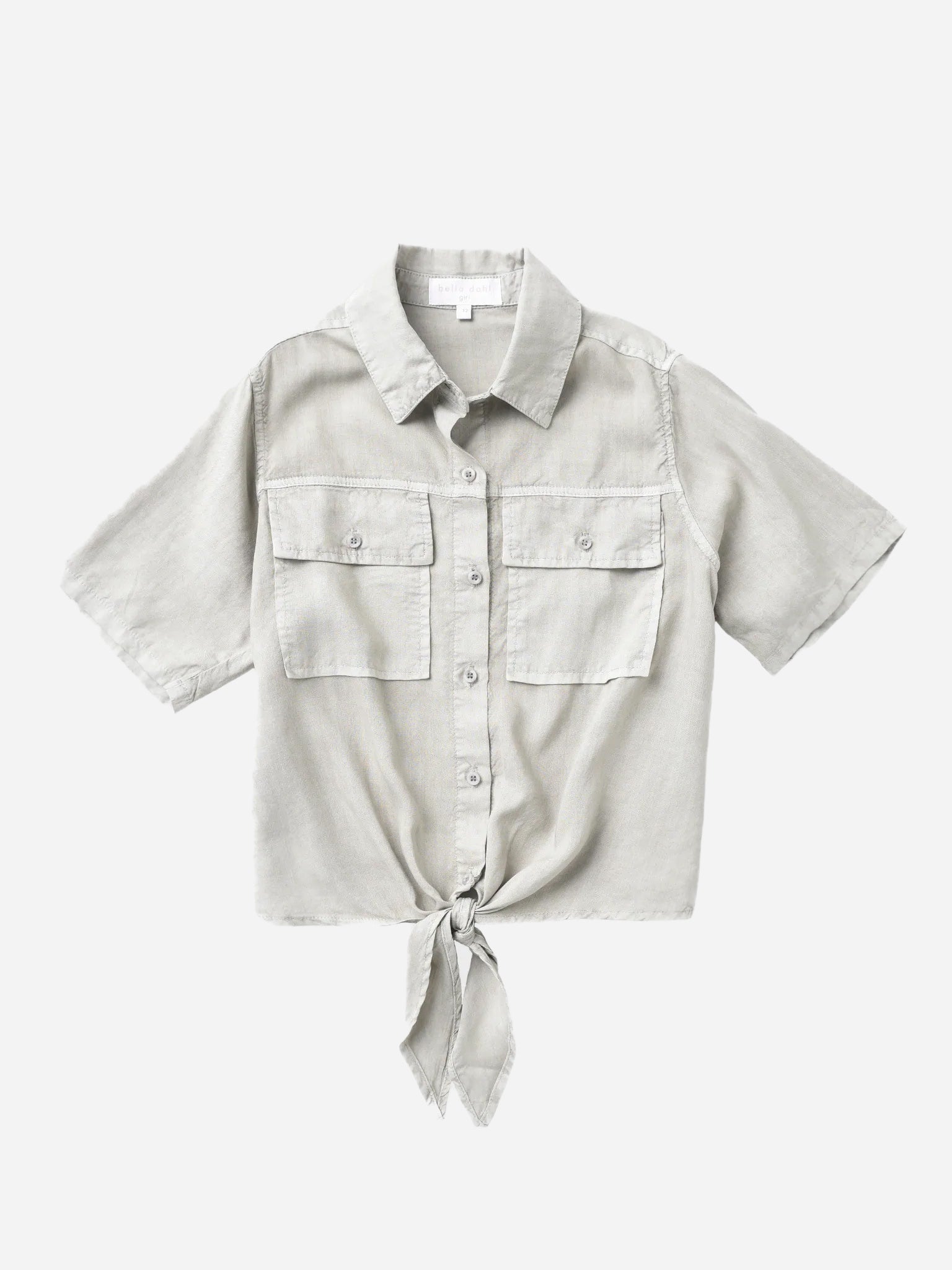 Bella Dahl Girls' Two-Pocket Short-Sleeve Tie Front Shirt - Saint Bernard