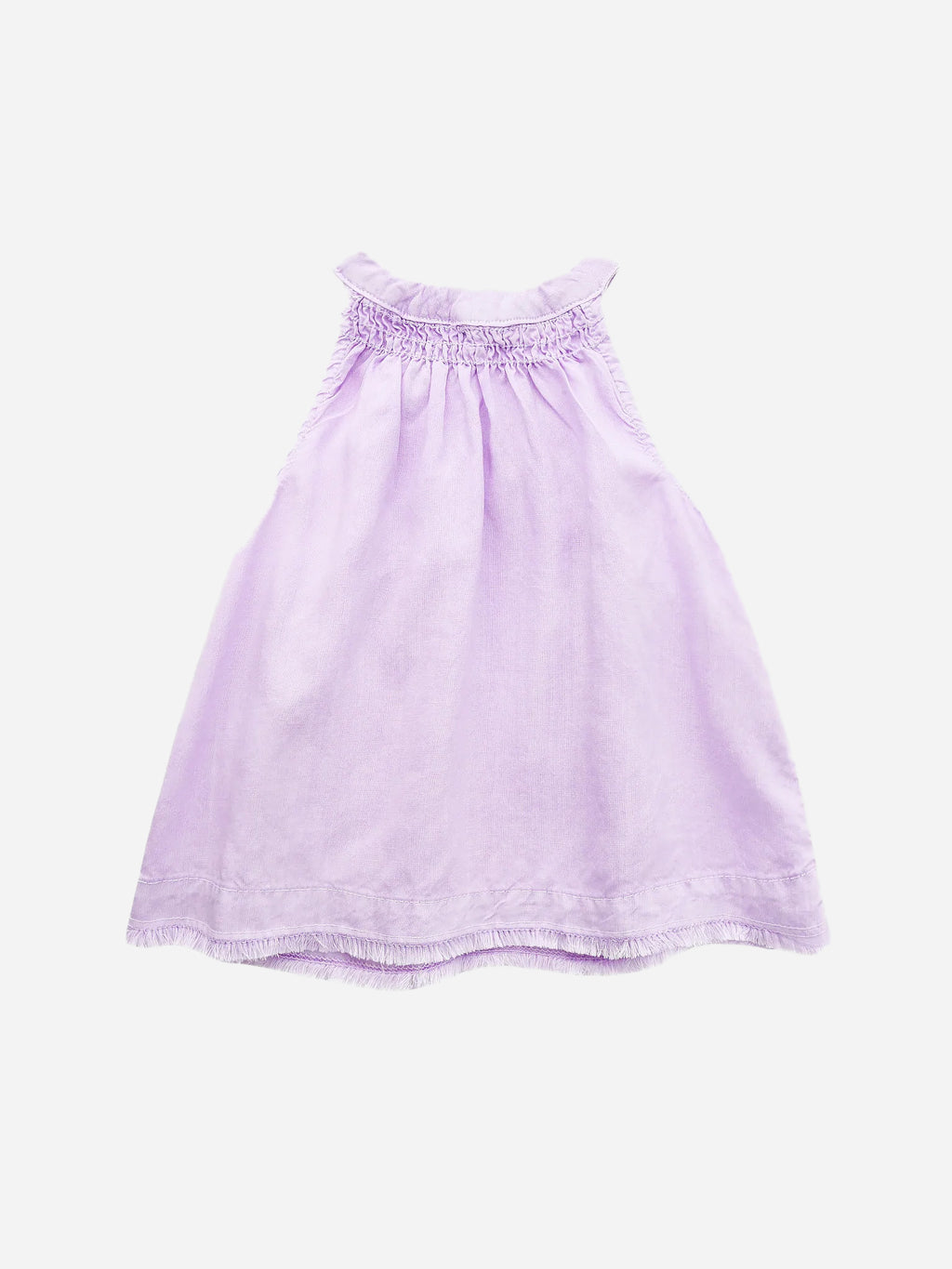 Bella Dahl Girls' Smock Neck Halter Top With Fray - Saint Bernard