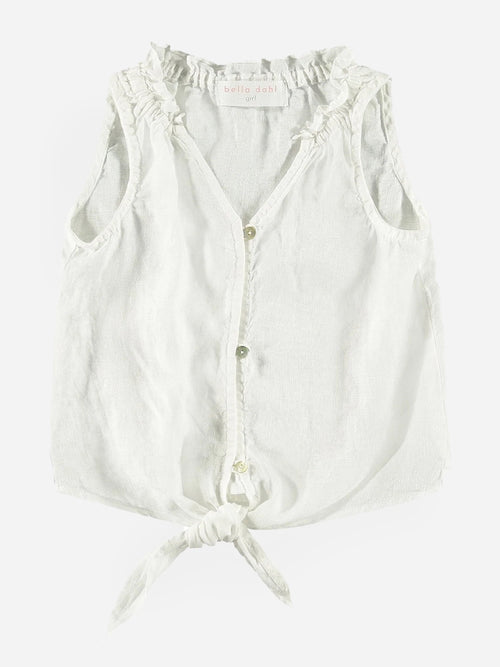 Bella Dahl Girls' Ruffle Neck Tie Front