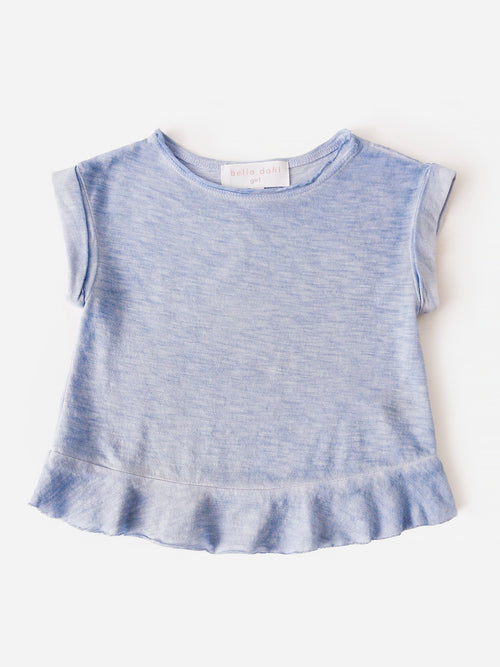 Bella Dahl Girls' Rolled Sleeve Ruffle Tee