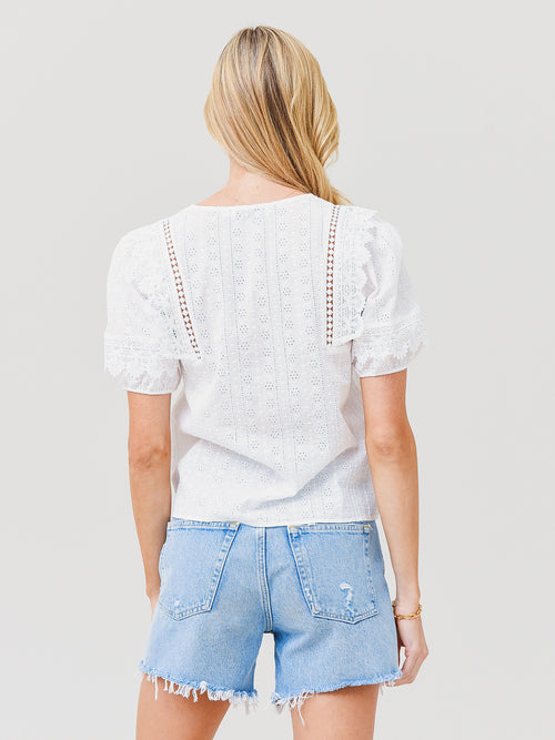 Greylin Women's Sasha Scalloped Embroidered Blouse