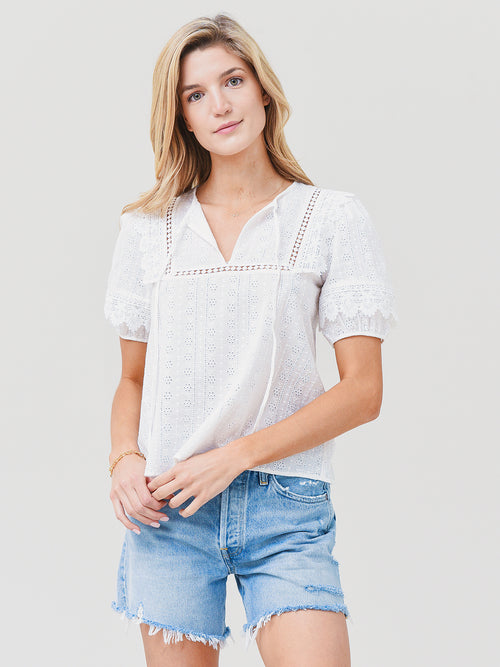Greylin Women's Sasha Scalloped Embroidered Blouse