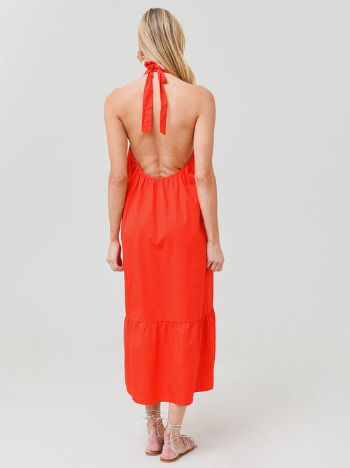Greylin Women's Rylie Halter Poplin Midi Dress