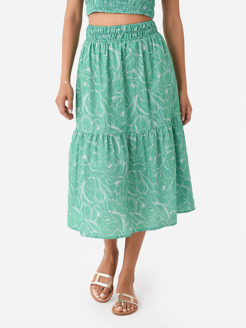Greylin Women's Thea Smocked Waist Midi Skirt - Saint Bernard