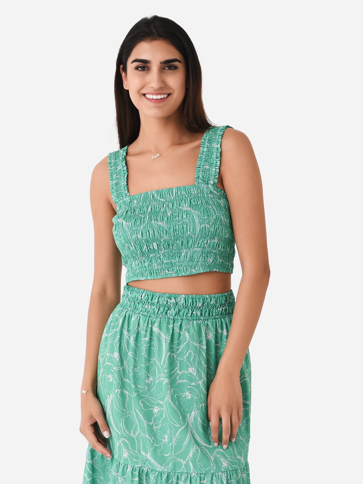 Greylin Women's Thea Smocked Crop Top - Saint Bernard