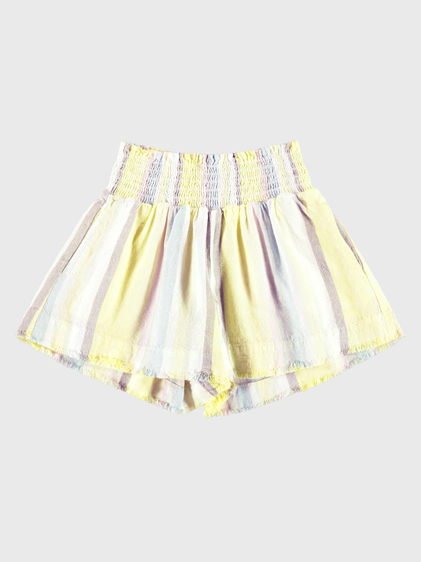 Bella Dahl Girls' Smocked Short With Fray Hem - Saint Bernard