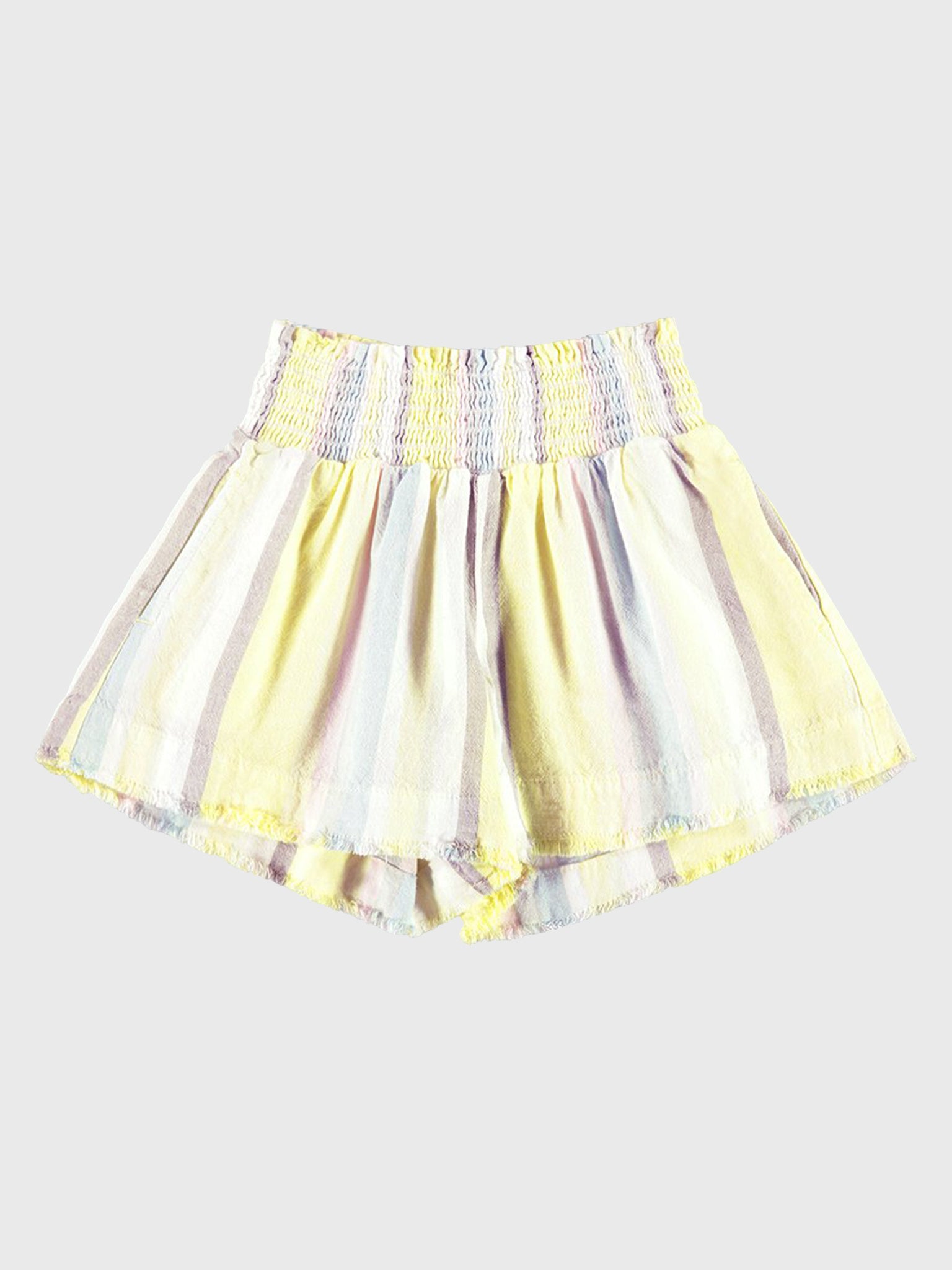 Bella Dahl Girls' Smocked Short With Fray Hem - Saint Bernard