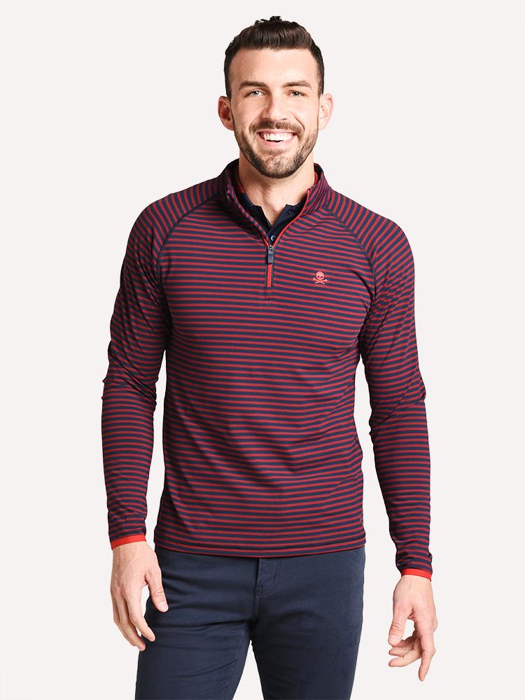 G/Fore Men's Striped Midlayer1/4 Zip Jacket - Saint Bernard
