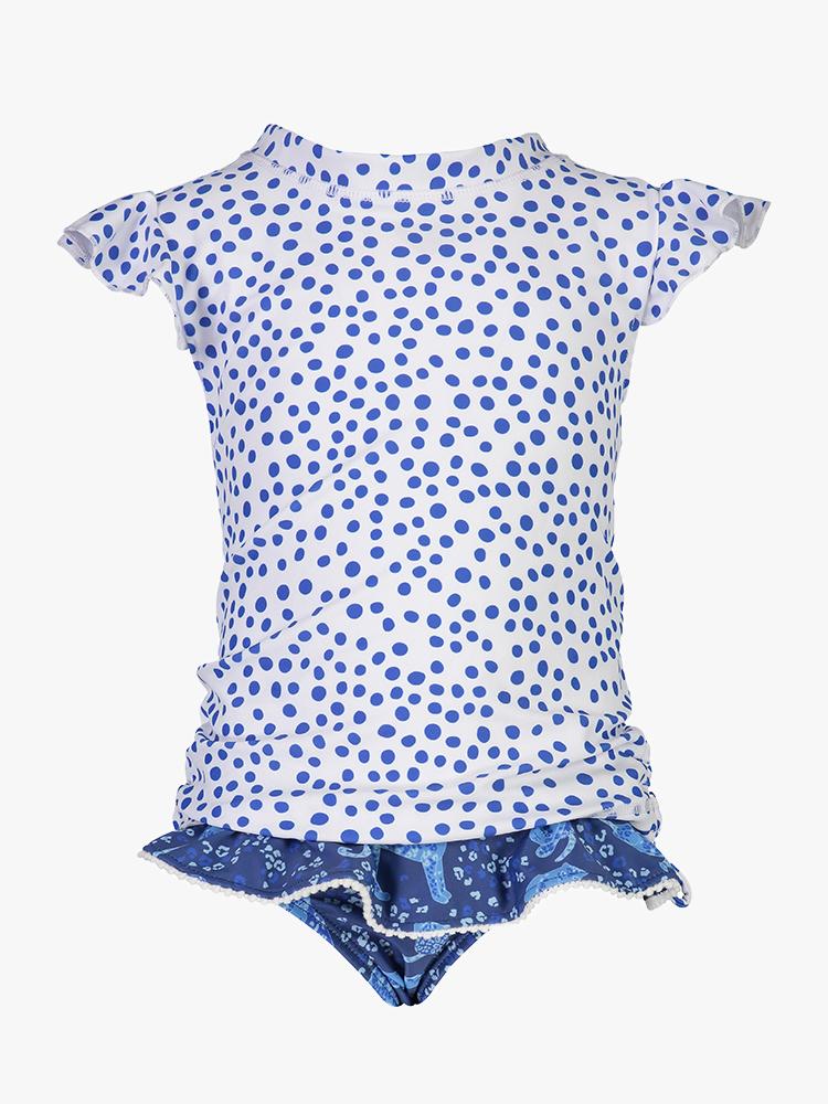 Snapper Rock Girls' Cheetah Spot Short Sleeve Ruffle Set - Saint Bernard
