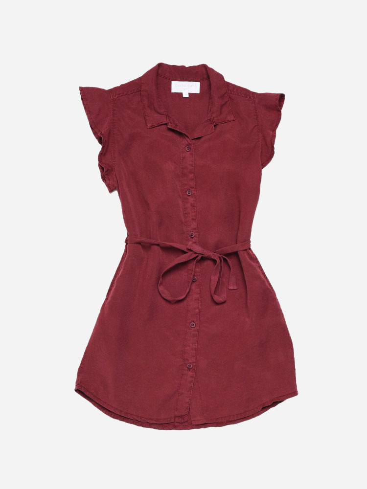 Bella Dahl Girls' Flutter Sleeve Shirt Dress - Saint Bernard