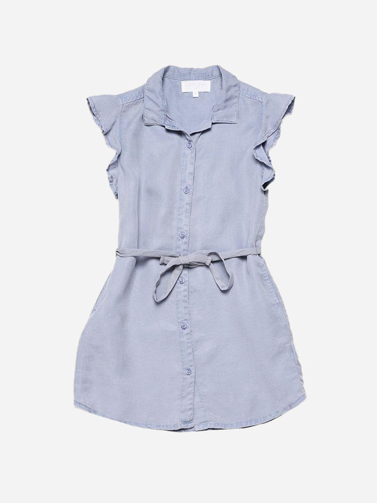 Bella Dahl Girls' Flutter Sleeve Shirt Dress - Saint Bernard