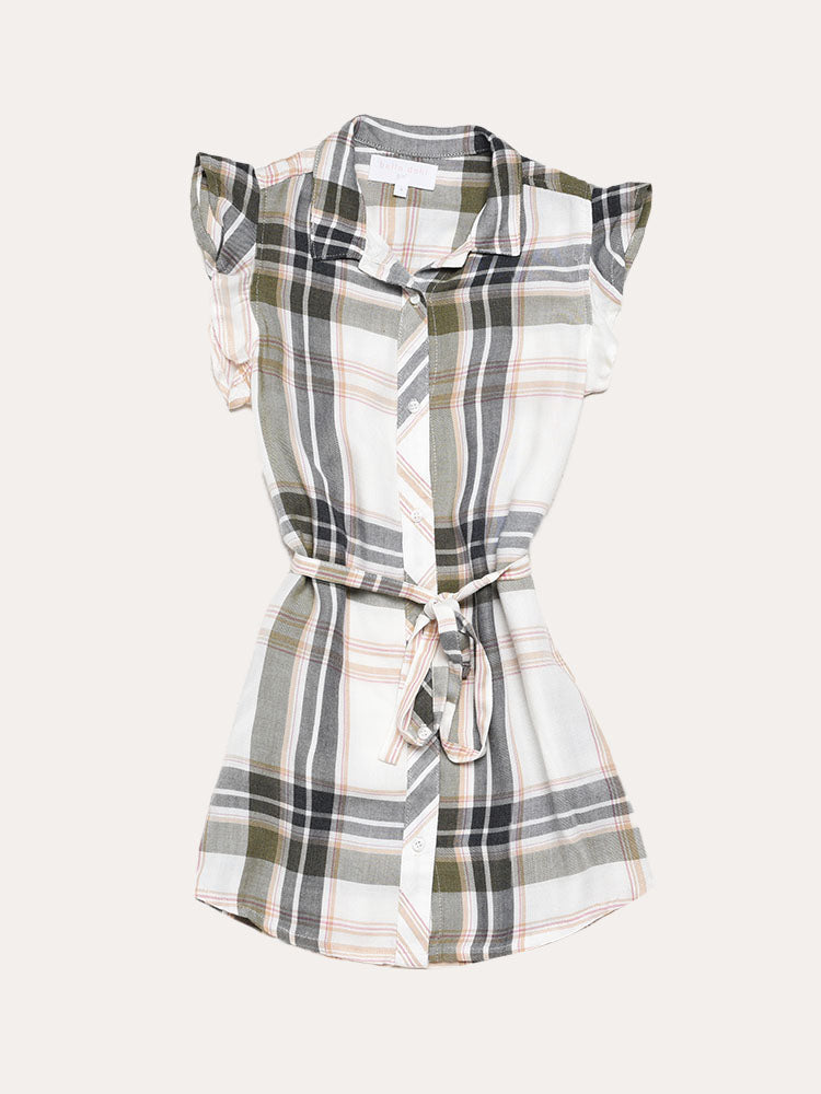 Bella Dahl Girls' Flutter Sleeve Shirt Dress - Saint Bernard