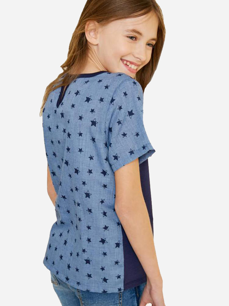 Hayden Girls' Contrast Star Top - Saint Bernard