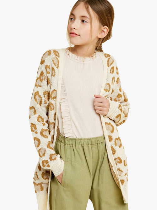 Hayden Lightweight Leopard Knit Open Front Cardigan - Saint Bernard