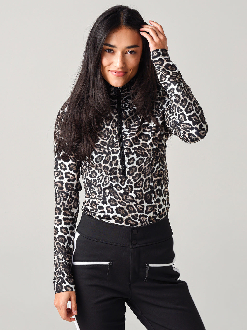 Goldergh Women's Lilja Pully Leopard Quarter-Zip Base Layer - Saint Bernard