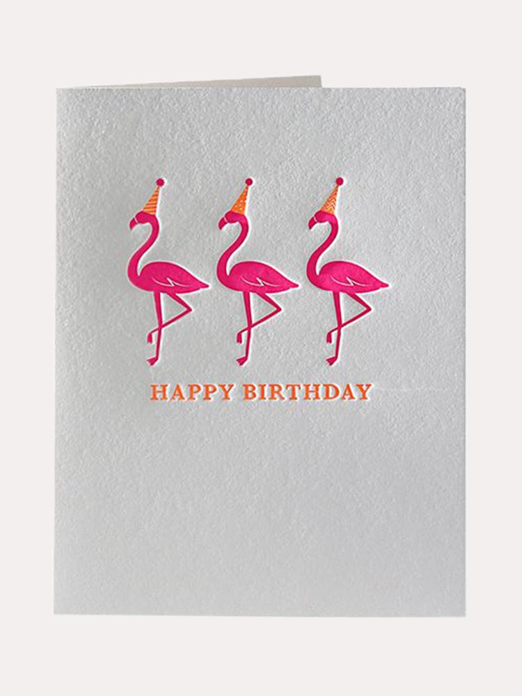Elum Festive Flamingos Birthday Greeting Cards - Saint Bernard