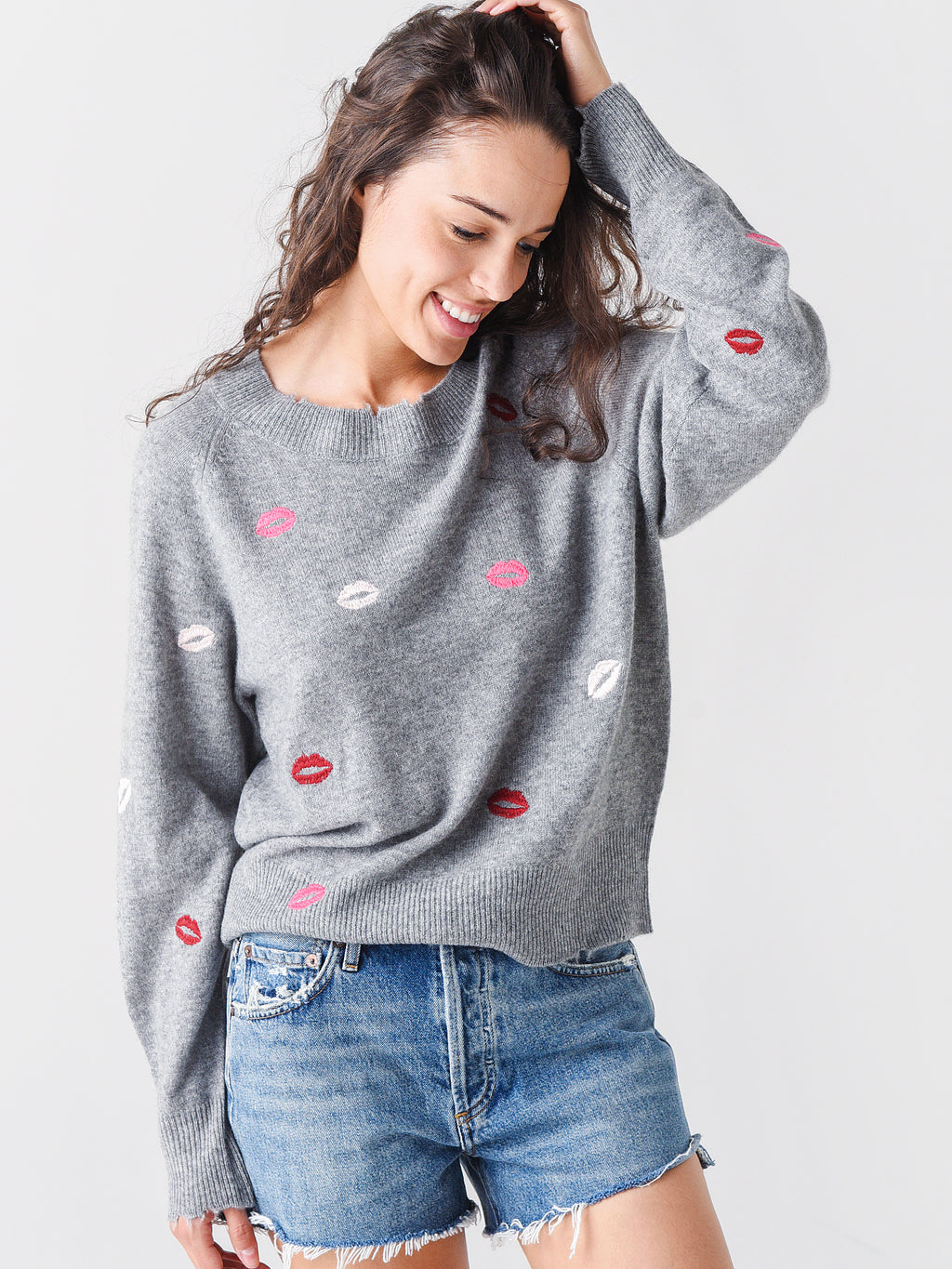 27 Miles Women's Giullia Embroidered Lips Sweater - Saint Bernard