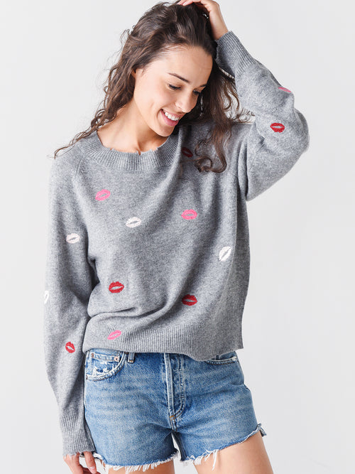 27 Miles Women's Giullia Embroidered Lips Sweater