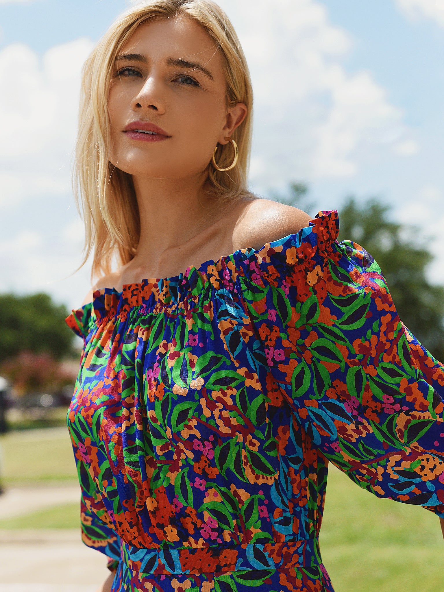 saloni off the shoulder dress Saloni Grace Off The Shoulder Silk Satin Jacquard Midi Dress House Of Huntington