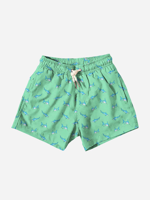 Bermies Boys' Green Shark Swim Trunk