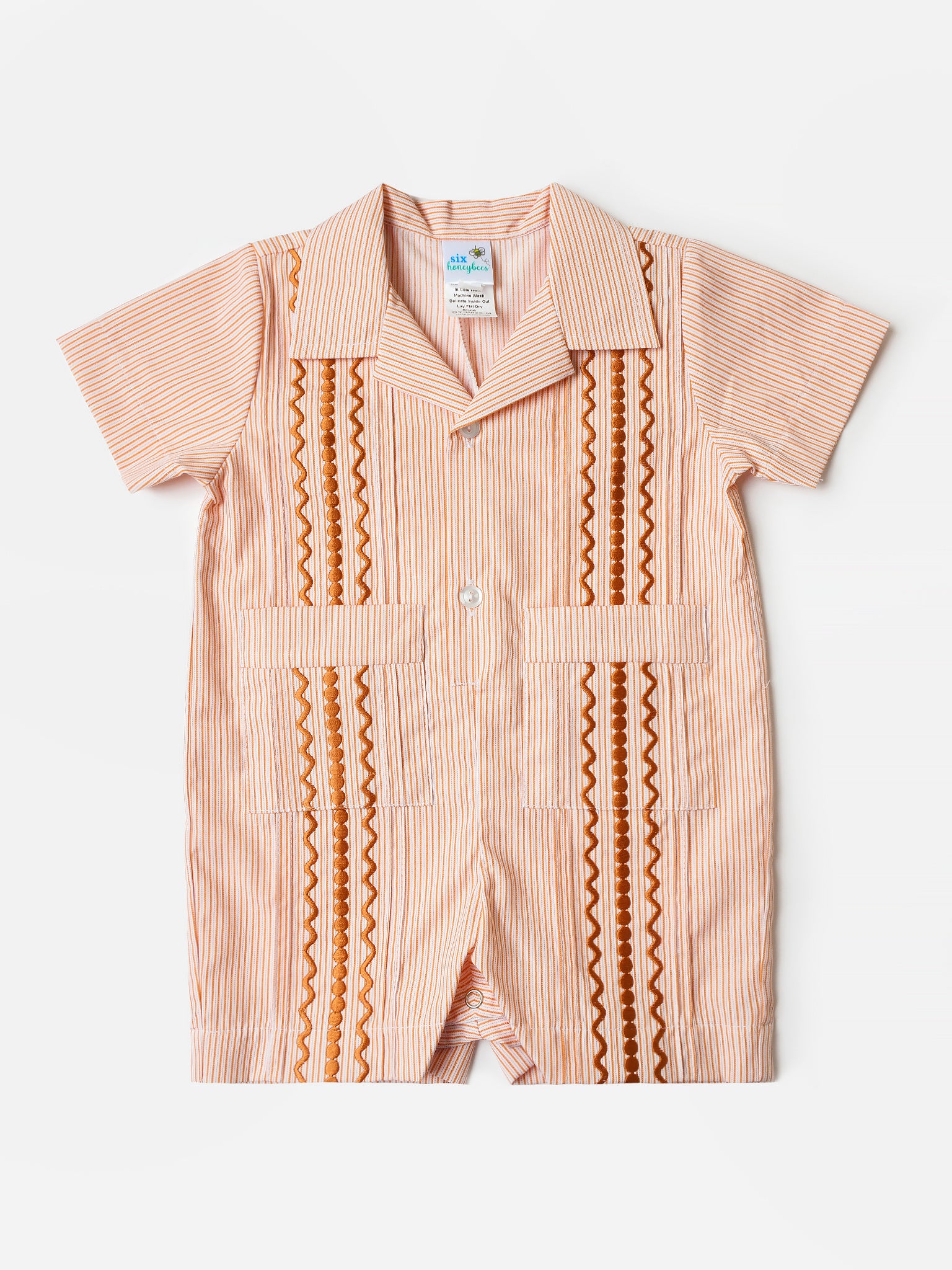 Six Honeybees Baby Boys' Guayabera Romper - Saint Bernard