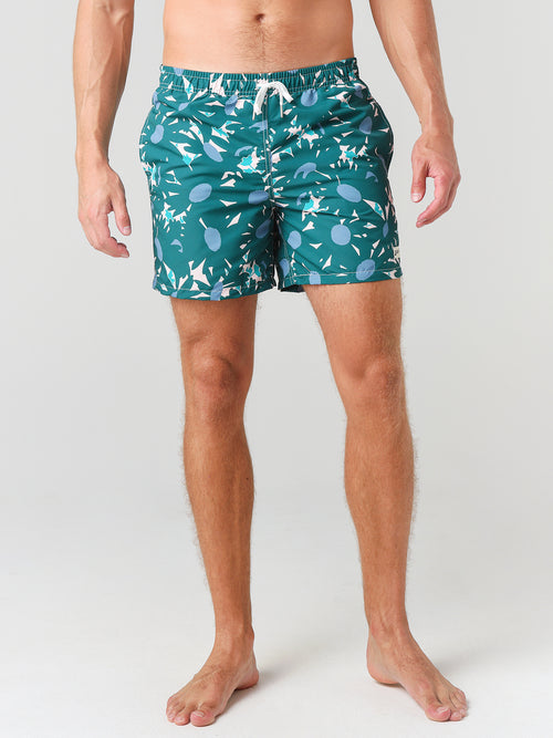 Bather Men's Green Flowers Swim Trunk