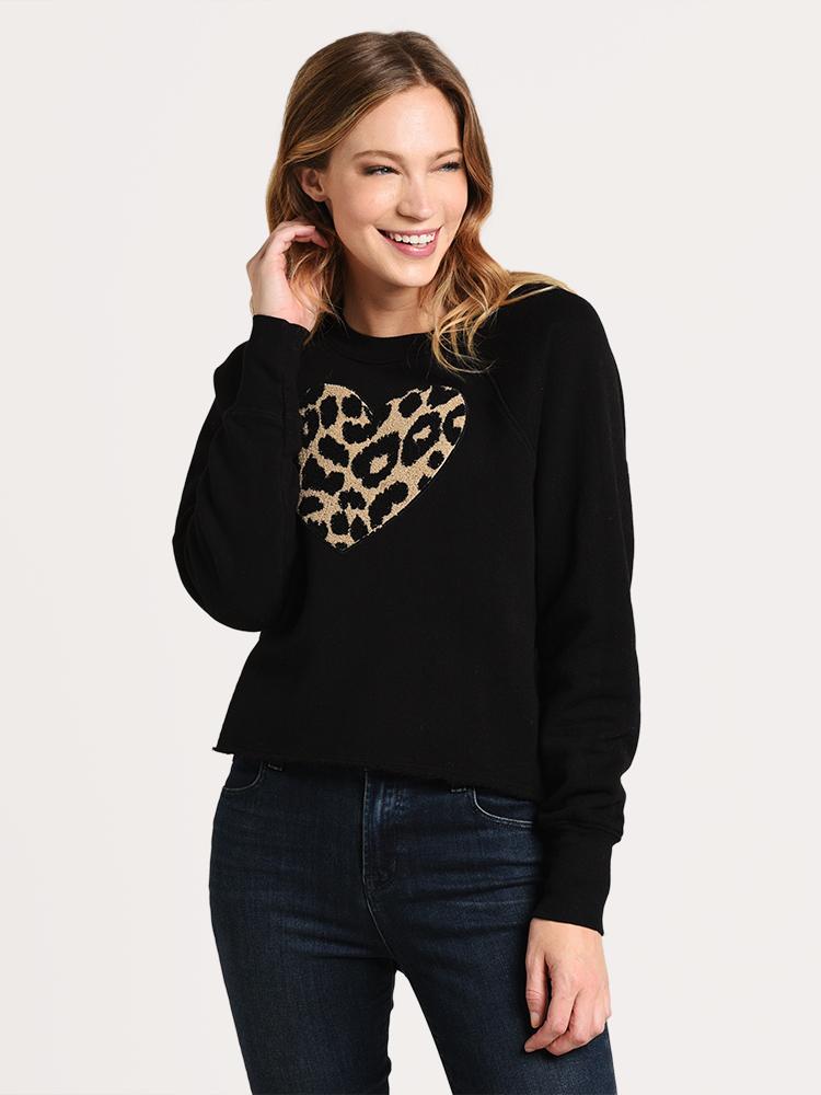 Sundry Women's Leopard Heart Sweatshirt