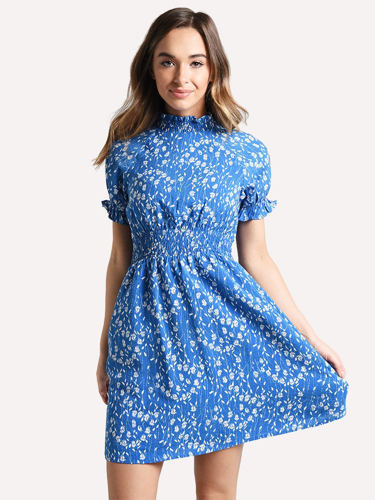 Hayden Floral Smocked Neck Mini Dress