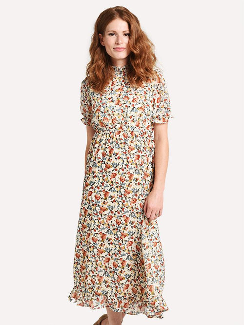 Hayden Floral Smock Neck Midi Dress - Saint Bernard