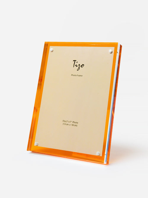 TIZO Lucite Orange Back 5x7 Photo Frame