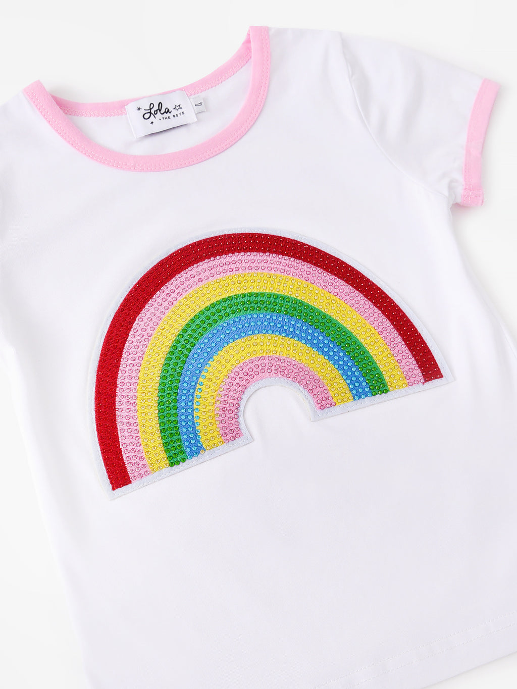 Lola And The Boys Girls' Happy Rainbow Patch Tee - Saint Bernard