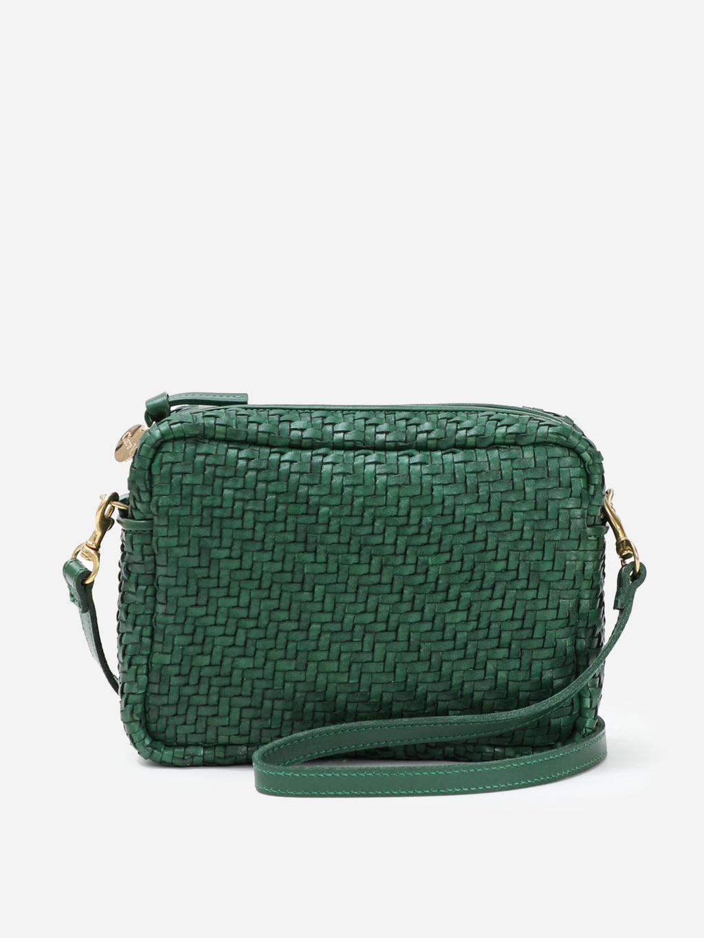 Clare V. Women's Midi Sac in Evergreen Woven Zig-Zag - Saint Bernard