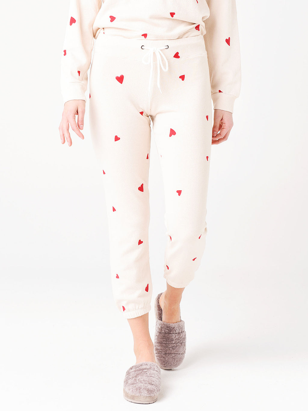 Monrow Women's Embroidered Heart Vintage Sweatpant - Saint Bernard