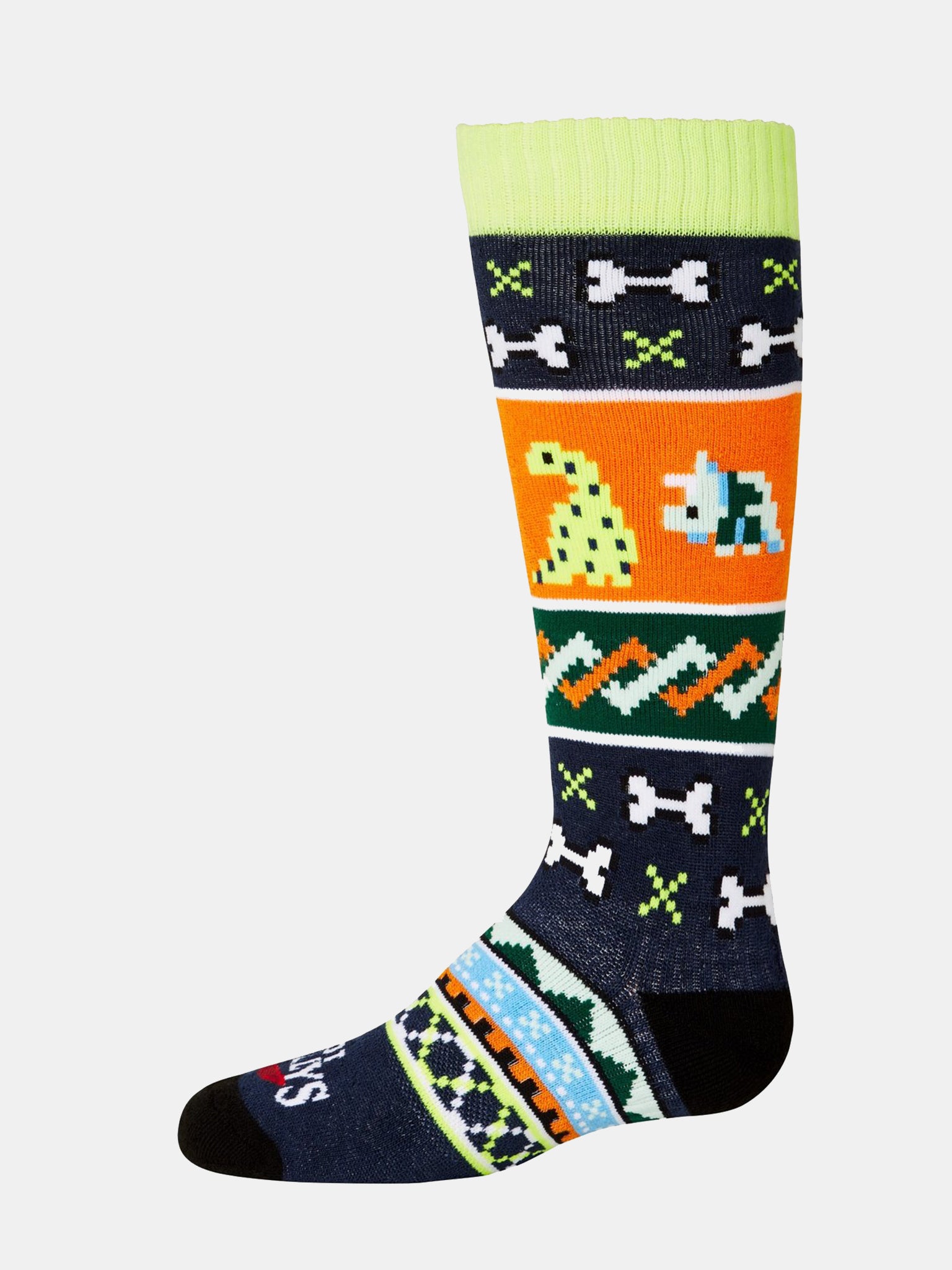 Hot Chillys Youth Dinosaur Mid Volume Sock - Saint Bernard