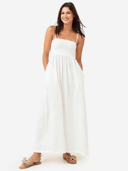 Monrow Women's Gauze Smocked Long Dress