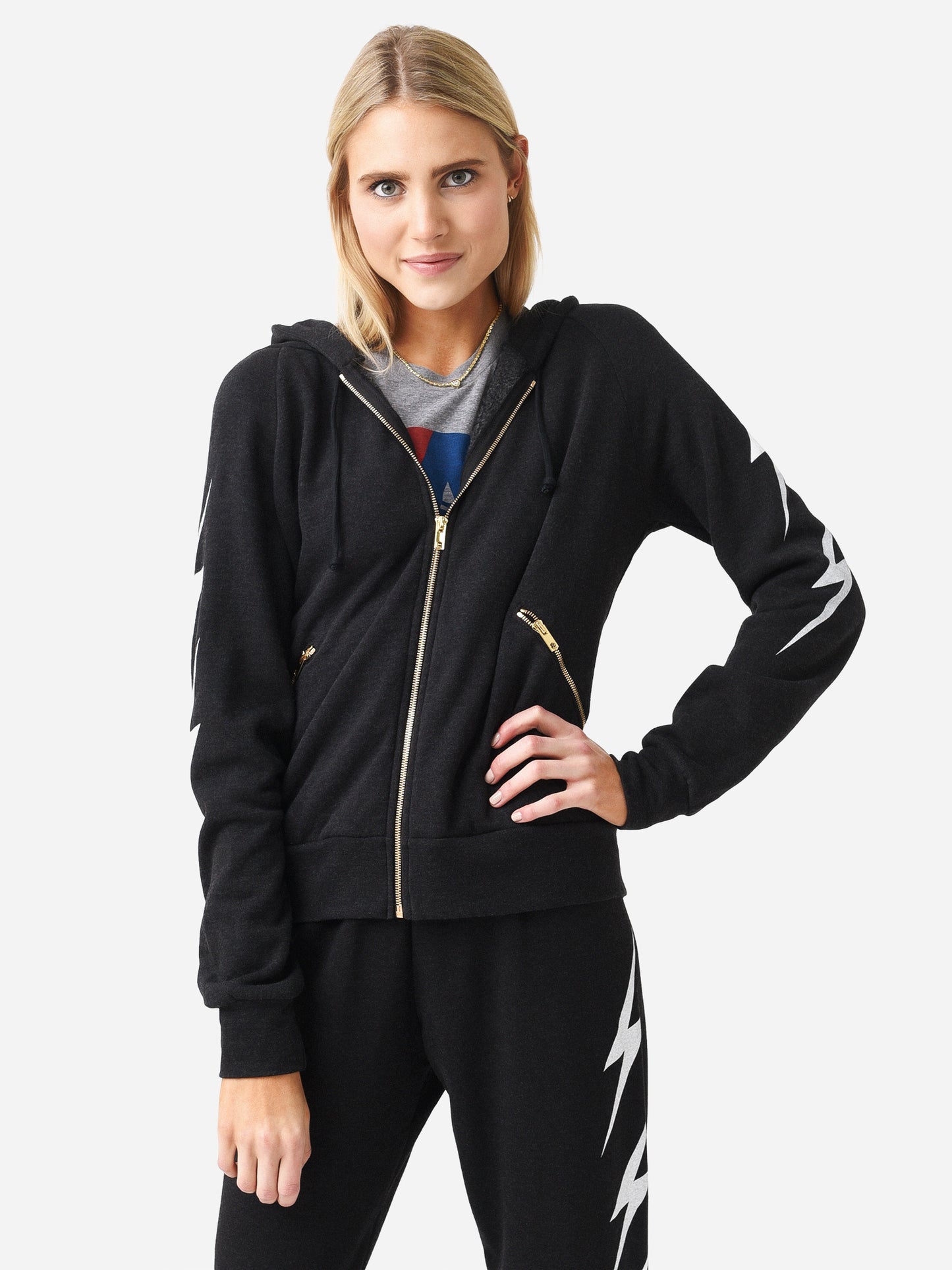 Aviator Nation Women's Bolt 4 Zip Hoodie - Saint Bernard