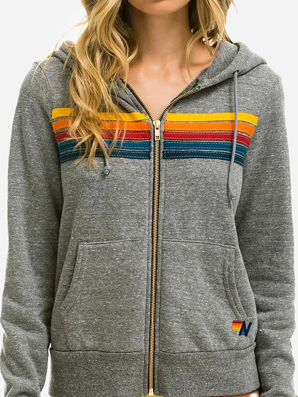 Aviator Nation Women's 5 Stripe Zip Hoodie - Saint Bernard