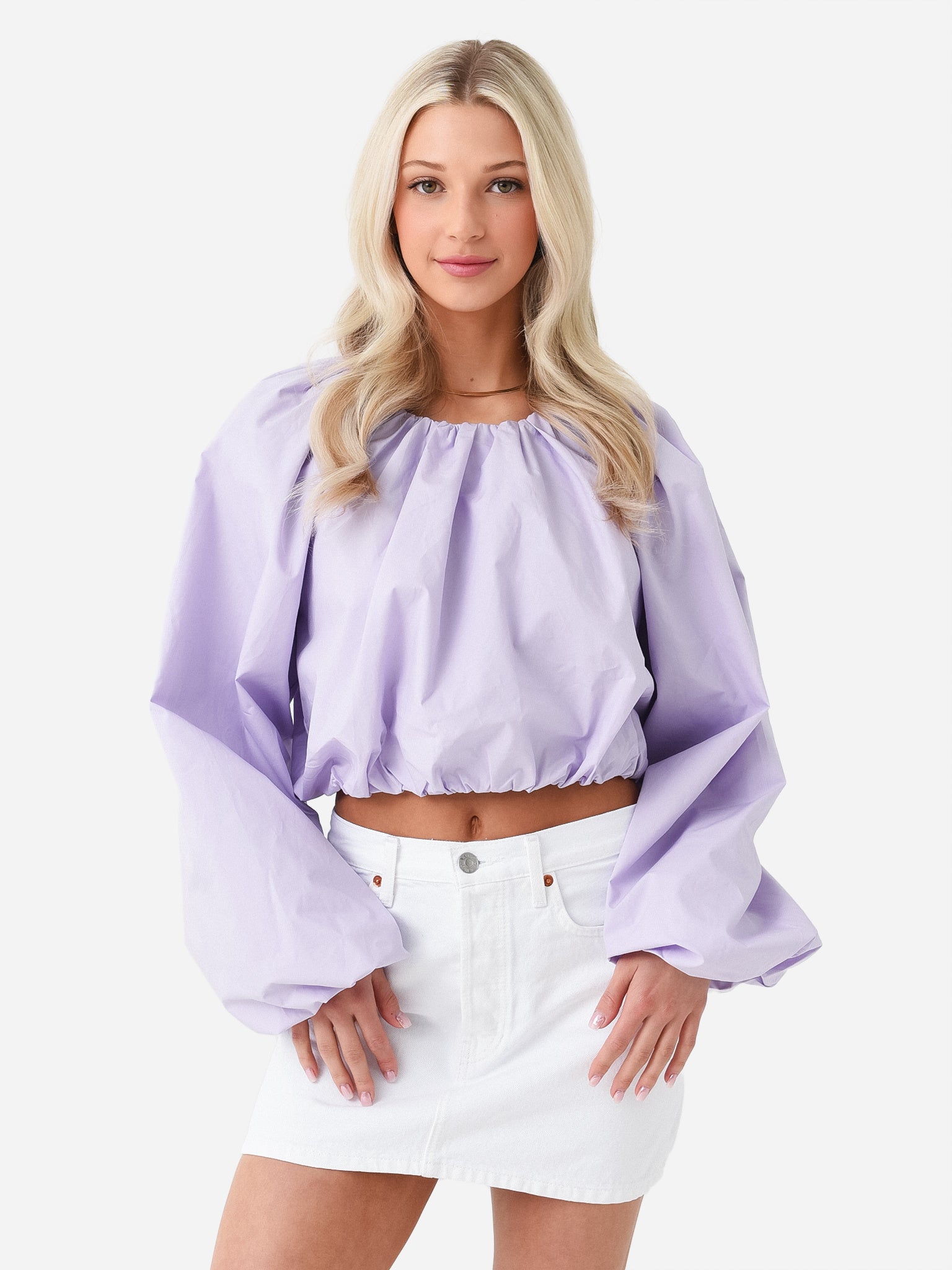 English Factory Women's Blouson Sleeve Cropped Top - Saint Bernard