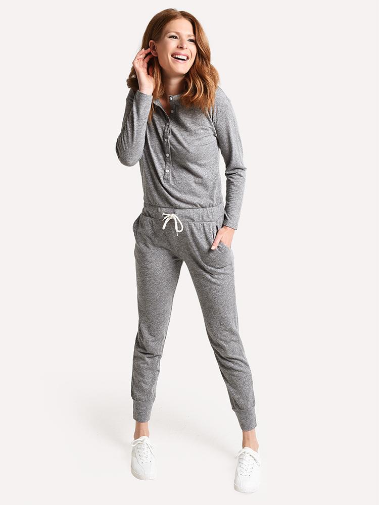 Monrow Women's Henley Jumpsuit - Saint Bernard